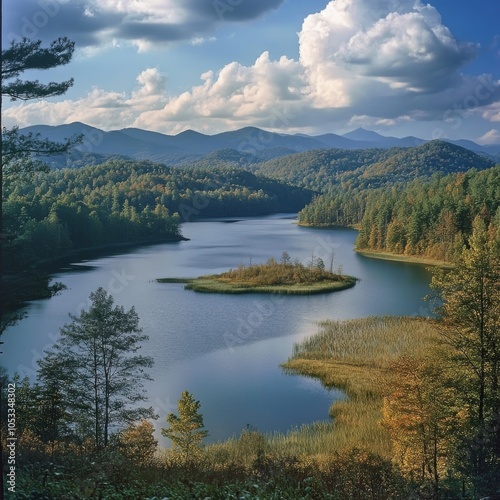 Indian Boundary Lake, in Tellico Plains, is part of the Cherokee National Forest, Tennessee. photo