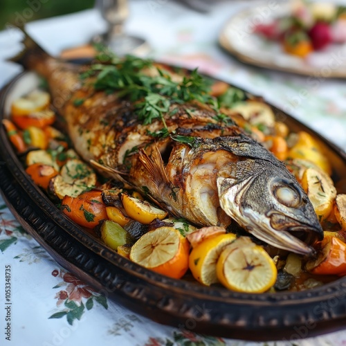 Fish roast with veggies