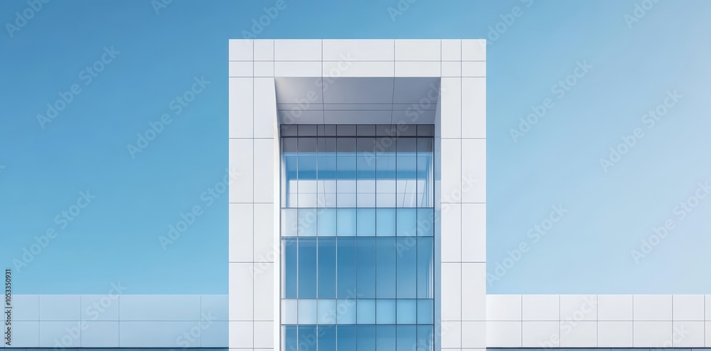 Obraz premium Modern Aesthetic Commercial Building Showcasing Minimalist Architecture and Innovative Design Elements