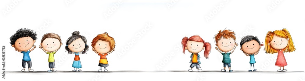 Cheerful Multiethnic Children Playing Together on Colorful Cartoon Clipart with Background Cheerful Multiethnic Children Playing Together on Colorful Cartoon Clipart with Background