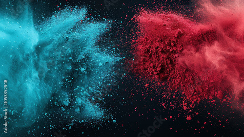 Wallpaper Mural Vibrant magenta and blue dust explosions create stunning visual contrast against black background, showcasing dynamic movement and energy Torontodigital.ca