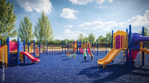 Wallpaper Mural A vibrant playground with slides and children playing under a sunny sky. Torontodigital.ca