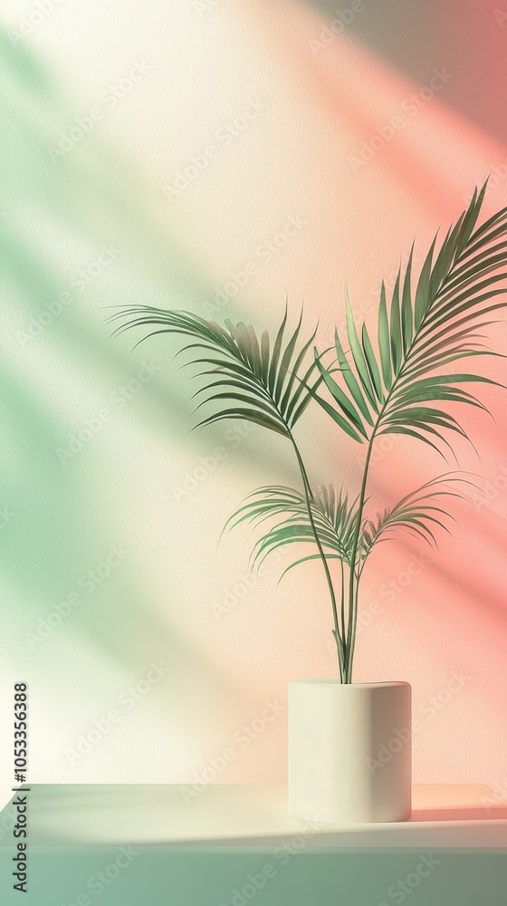 Soft Pastel Light on Plant Shadow Soft Pastel Light on Plant Shadow