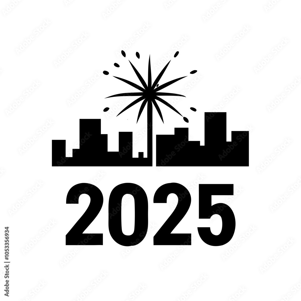 Naklejka premium Happy New Year Day Pictogram