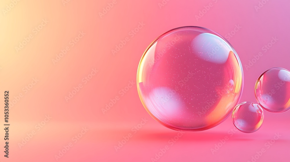Single floating bubble in 3d on a contemporary abstract gradient background Single floating bubble in 3d on a contemporary abstract gradient background