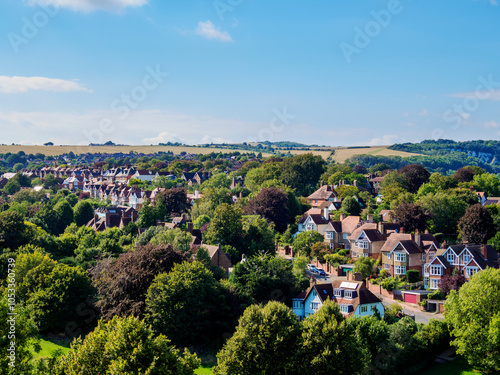 Townscape seen from the castle, Lewes, East Sussex, England, United Kingdom photo