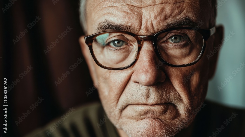Elderly American man with glasses and a gentle look. Elderly American man with glasses and a gentle look.
