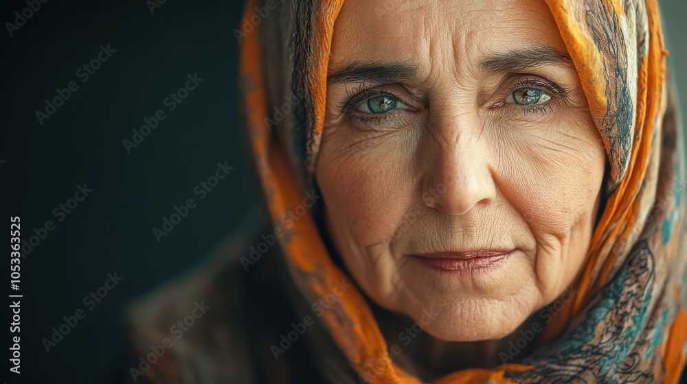Elderly Greek woman with a headscarf and a kind expression. Elderly Greek woman with a headscarf and a kind expression.