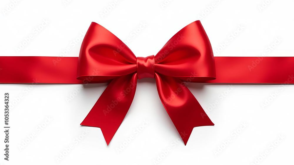 Christmas Satin Ribbon with Bow Isolated on White Background. Christmas Satin Ribbon with Bow Isolated on White Background.
