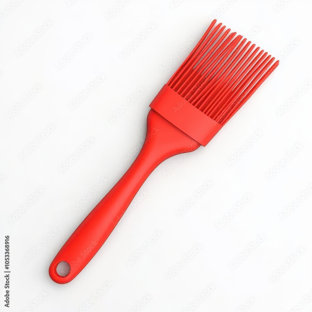 a silicone pastry brush, baking tool, colorful 3D render, vibrant red, isolated on white background a silicone pastry brush, baking tool, colorful 3D render, vibrant red, isolated on white background
