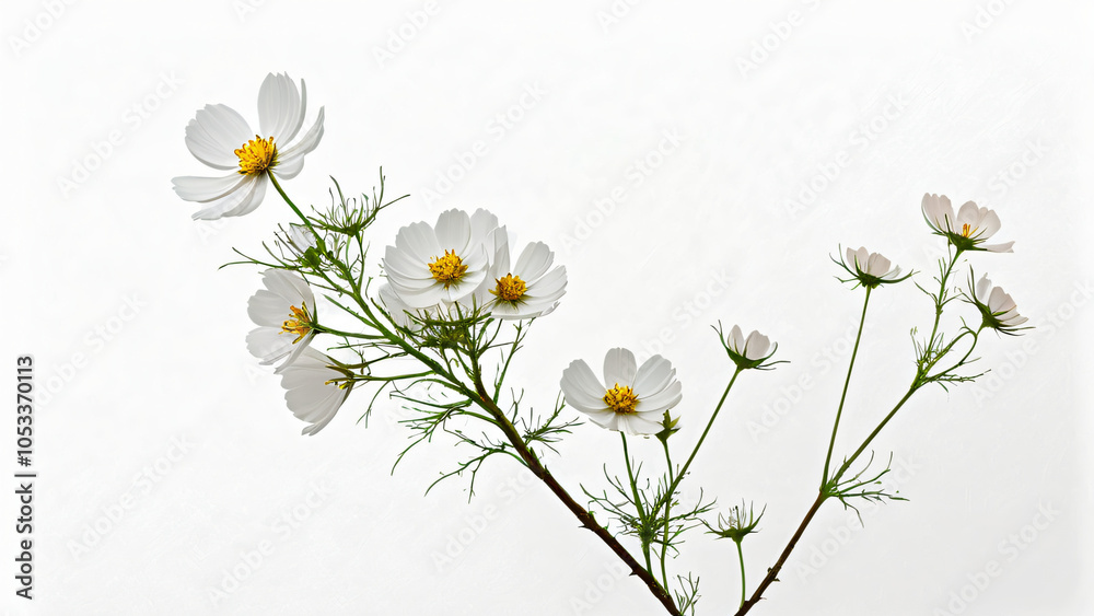 white flowers on a yellow background