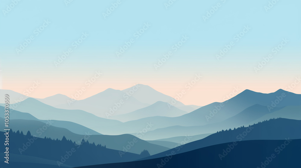 Obraz premium Tranquil Valley with Rolling Hills and Mountains