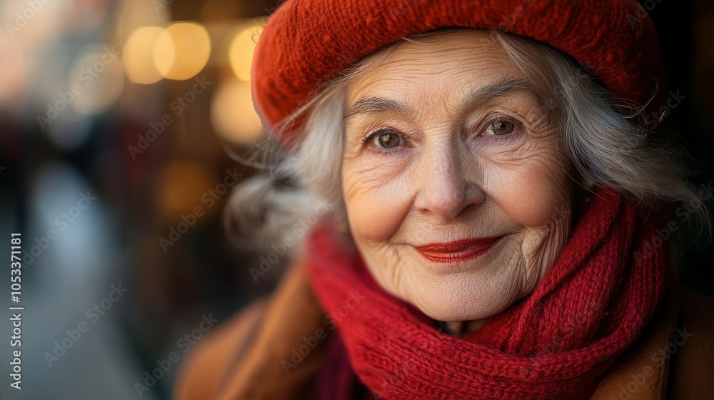 Elderly French woman with a beret and a warm expression. Elderly French woman with a beret and a warm expression.