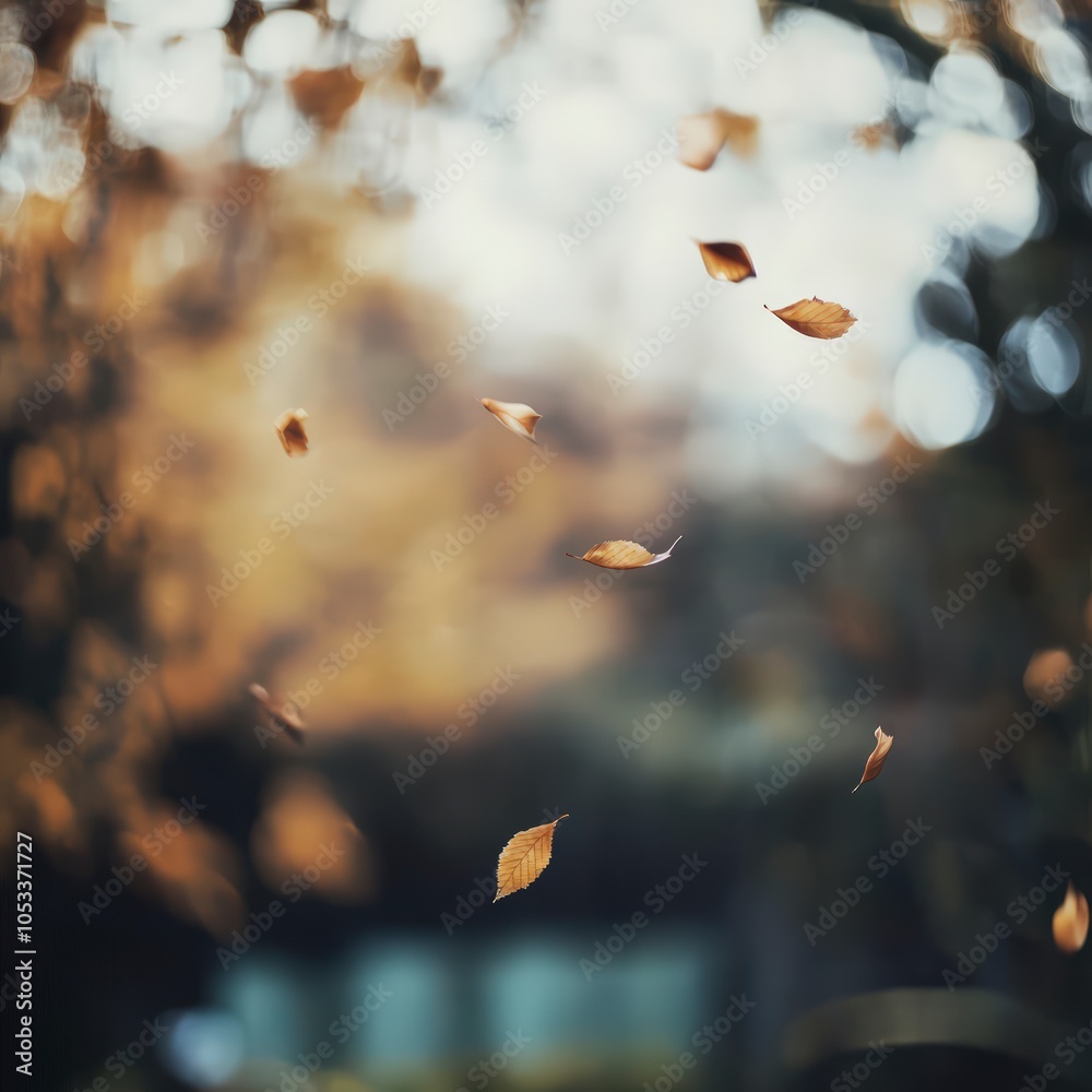 Falling Autumn Leaves in a Natural Setting Falling Autumn Leaves in a Natural Setting