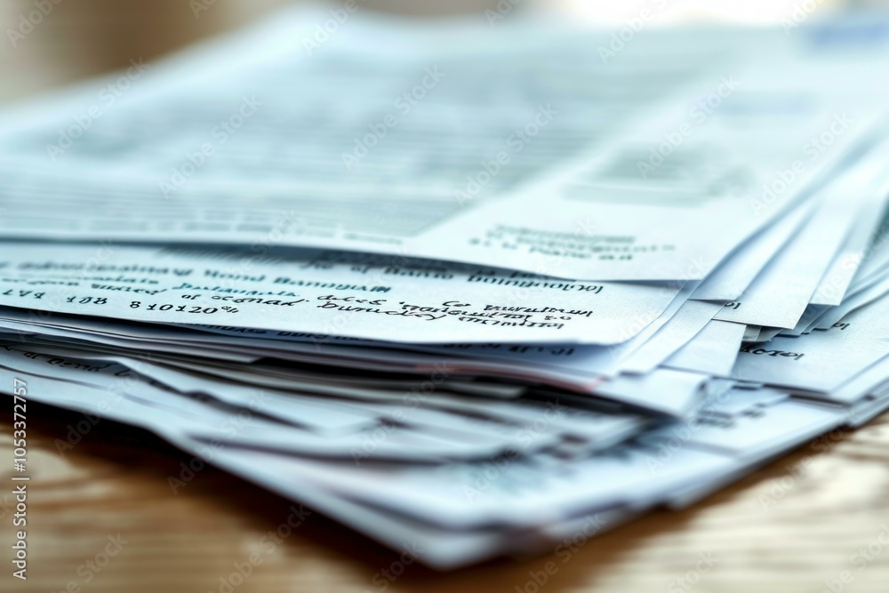 Obraz premium Stack of financial documents waiting to be signed