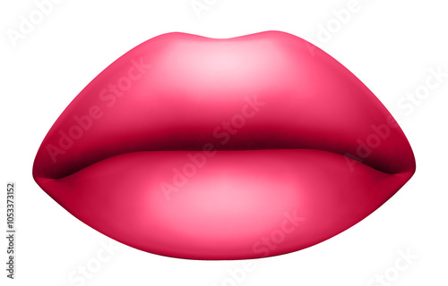 Woman lips with glossy pink shade of lipstick. 3D illustration. 