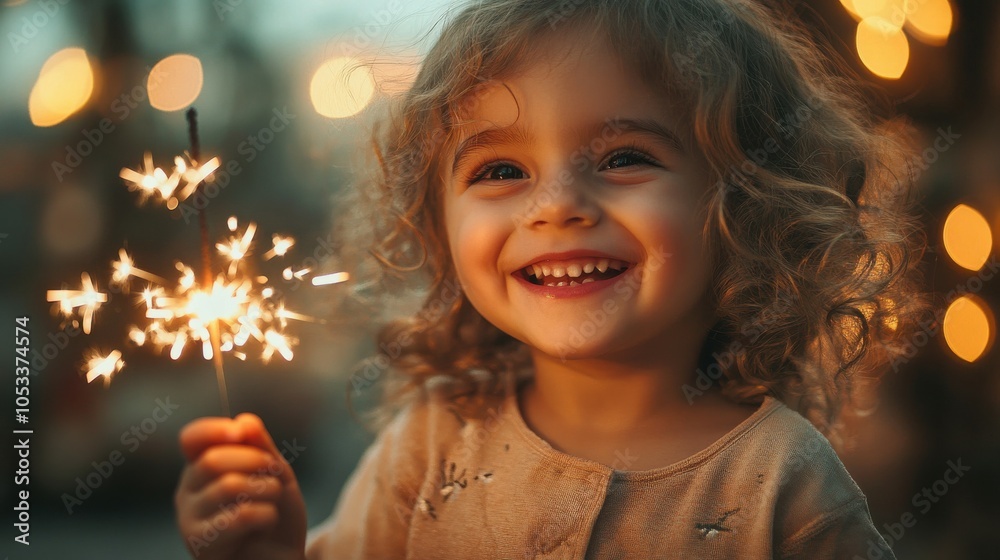 Egyptian child with a sparkler, looking excited Egyptian child with a sparkler, looking excited