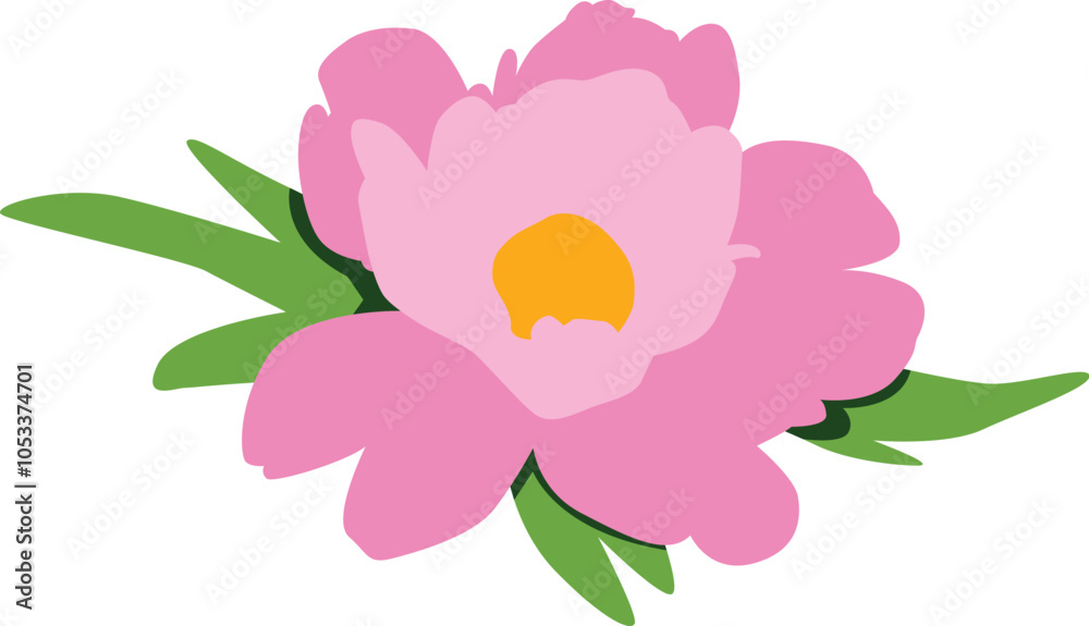 Fototapeta premium Pink Flat Peony Flower Illustration
