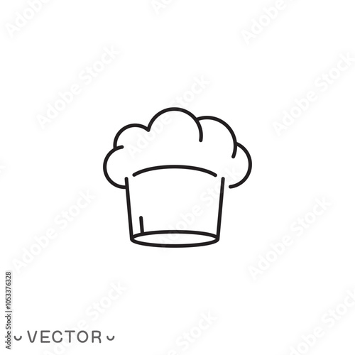 Chef hat icon, thin line symbol isolated on white background, editable stroke eps 10 vector illustration