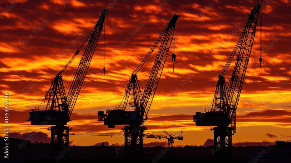 Obraz premium The Cranes at Sunset