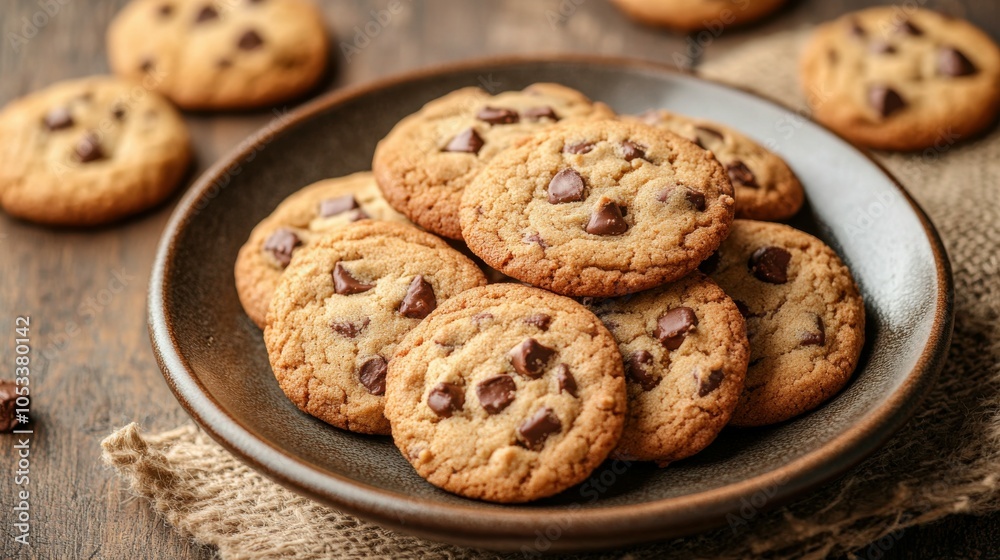 Freshly baked cookies on a rustic plate Freshly baked cookies on a rustic plate