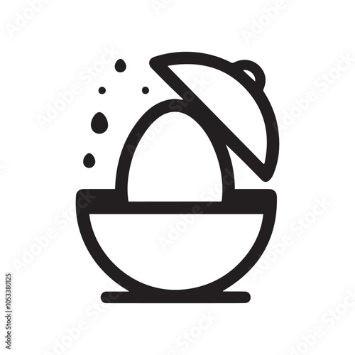 Minimalist half boiled egg logo. Boiled egg icon