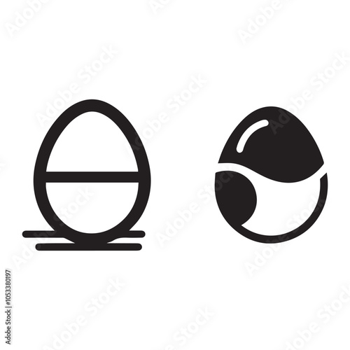 Minimalist half boiled egg logo. Boiled egg icon