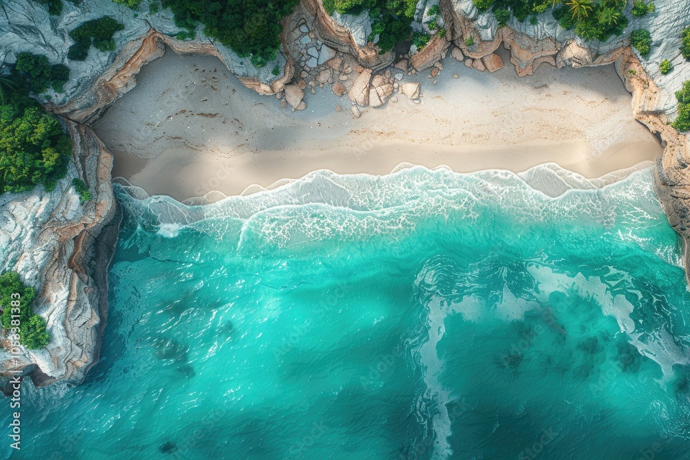 Fototapeta premium overhead view large naval vessel navigating through open sea waves spray