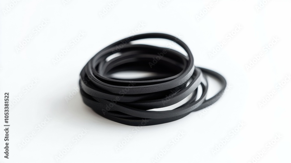 Naklejka premium Isolated black rubber band on white background