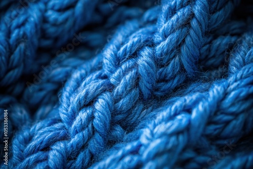 Close-up of Interwoven Blue Ropes Creating Textural Depth