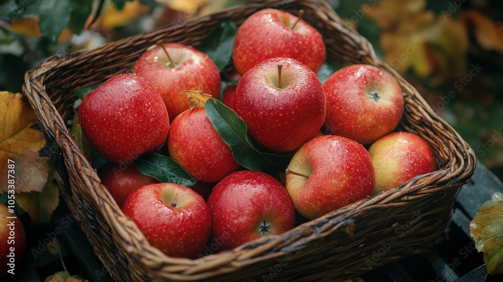 Freshly picked apples in a basket Freshly picked apples in a basket