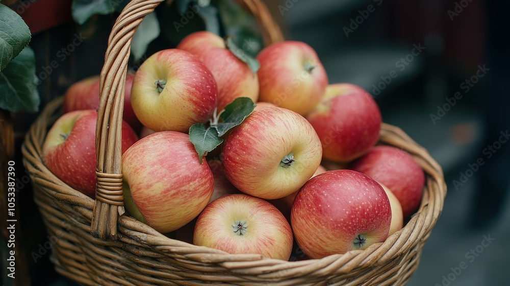 Freshly picked apples in a basket Freshly picked apples in a basket