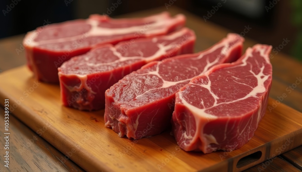 Deliciously marbled steak ready to be savored Deliciously marbled steak ready to be savored