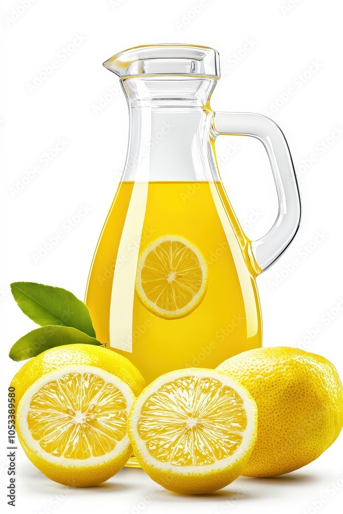 Obraz premium A pitcher of lemonade is poured into a glass