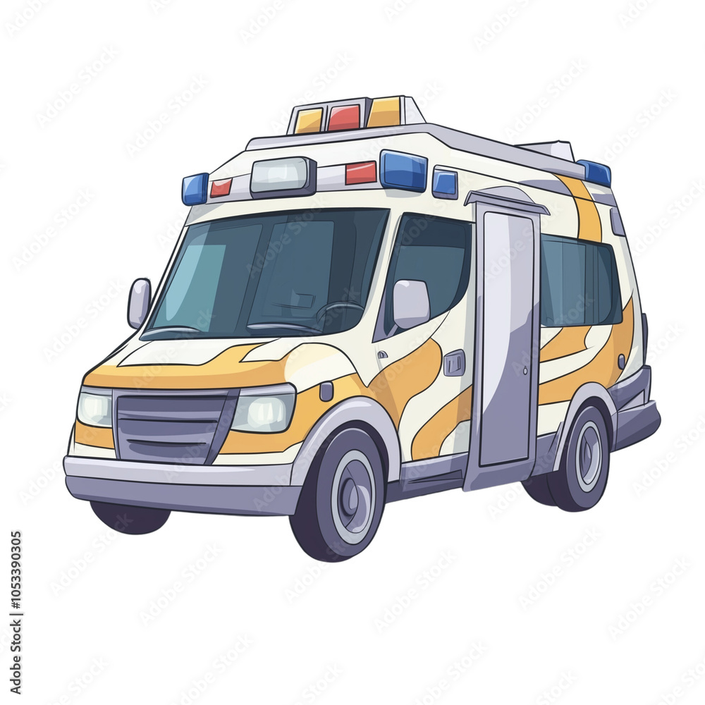 Fototapeta premium ClipArt Ambulance cartoon modern style 