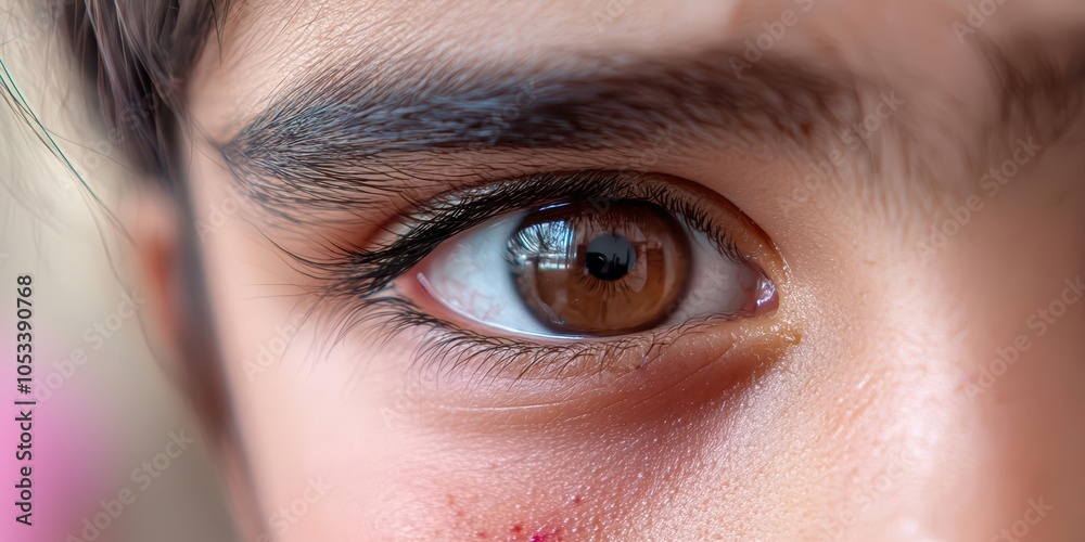 Fototapeta premium Close-up of a child's eye showcasing intricate details and warmth.