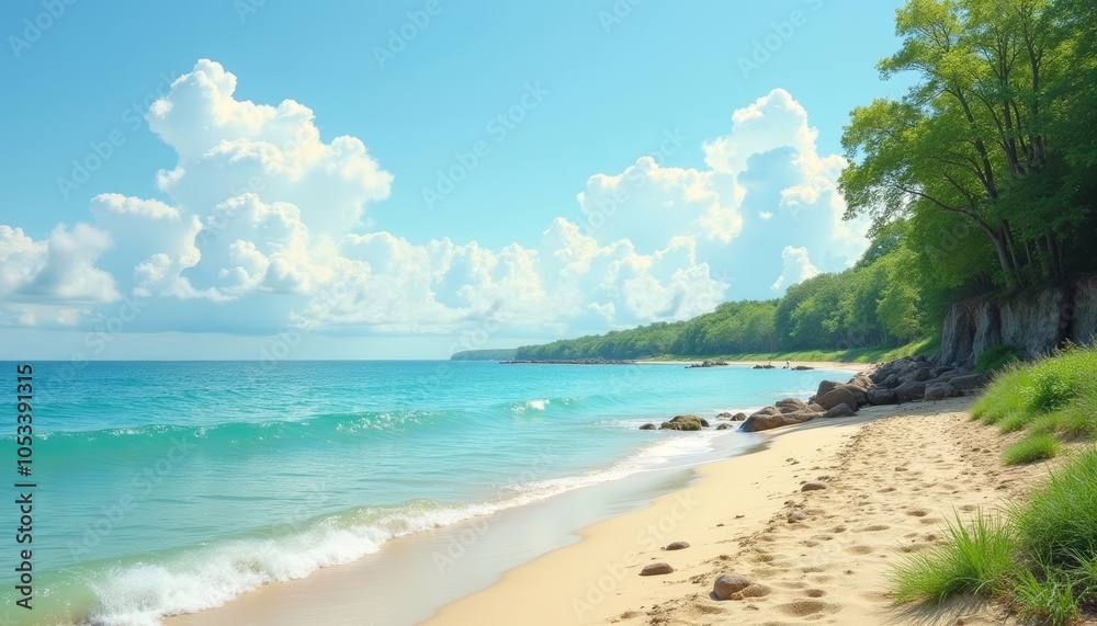 Untouched Paradise A serene beach under a clear sky Untouched Paradise A serene beach under a clear sky