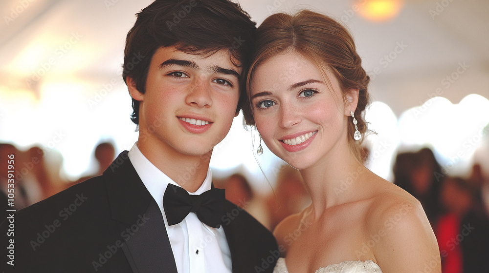Photo of a bride and groom at a wedding Photo of a bride and groom at a wedding
