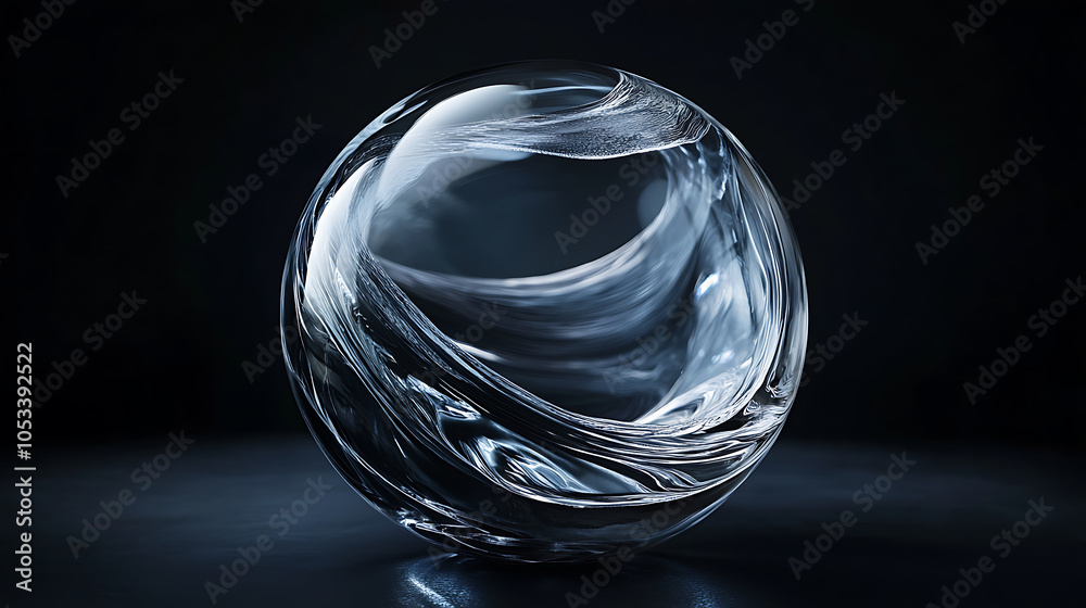 Translucent glass orb with fluid curves reflecting light beautifully Translucent glass orb with fluid curves reflecting light beautifully