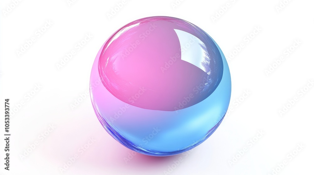 Crystal gradient ball in pink and blue on white. Crystal gradient ball in pink and blue on white.