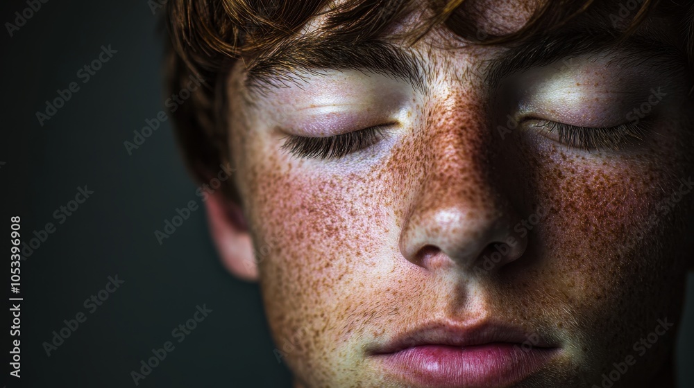 A young man gazes inward, his eyes closed and expression thoughtful. Soft lighting enhances his features, creating an intimate atmosphere filled with nostalgia and depth. A young man gazes inward, his eyes closed and expression thoughtful. Soft lighting enhances his features, creating an intimate atmosphere filled with nostalgia and depth.
