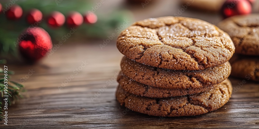 Homemade gingerbread cookies with icing on wooden table