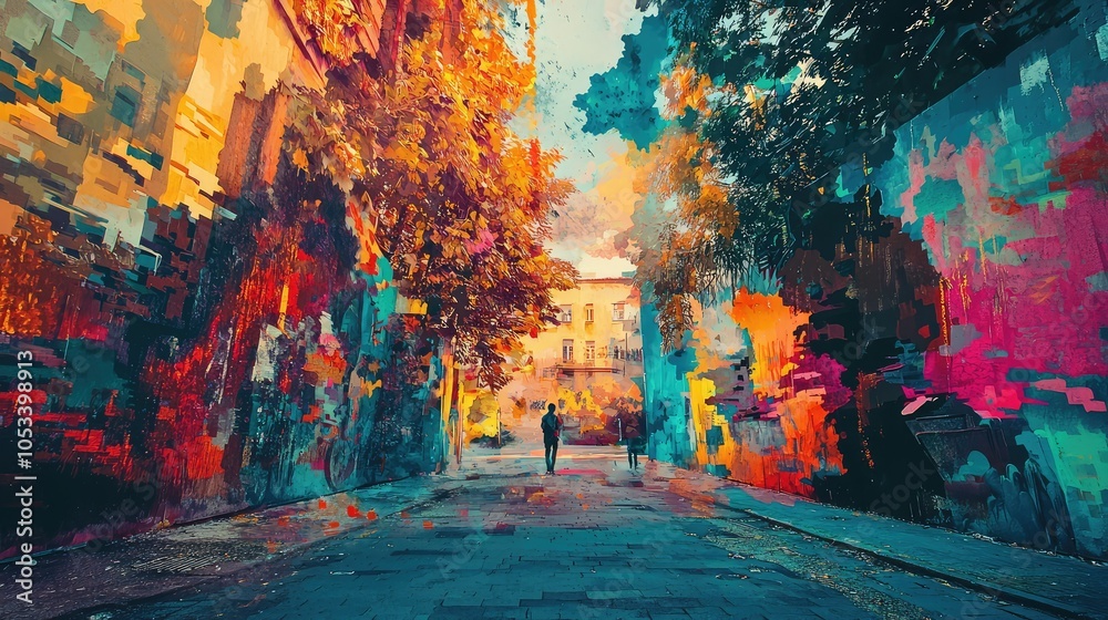 Obraz premium Artistic Passage with Vibrant Colors and Unique Texture