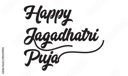 hand writing, text and letting happy happy Jagadhatri puja icon, vector illustration.