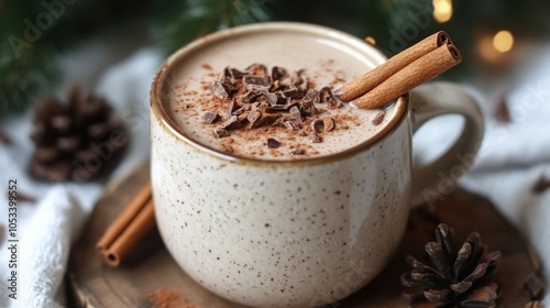 Hot chocolate with a cinnamon stick