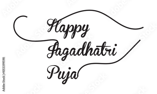 hand writing, text and letting happy happy Jagadhatri puja icon, vector illustration.