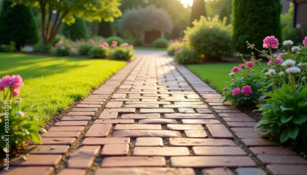 Winding path to serene garden Winding path to serene garden