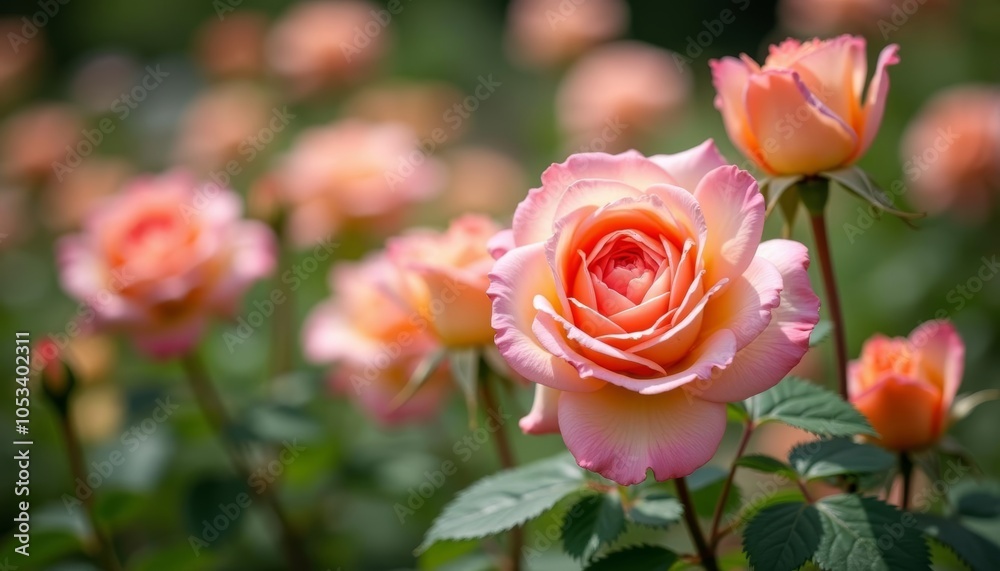 Blooming beauty A field of vibrant roses Blooming beauty A field of vibrant roses