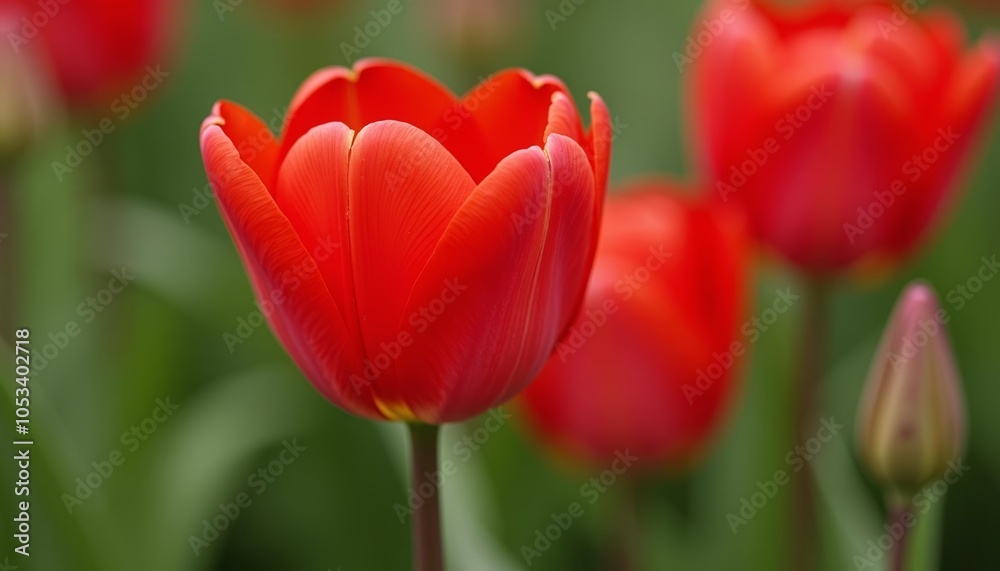 Blooming with vibrancy A closeup of a red tulip in full bloom Blooming with vibrancy A closeup of a red tulip in full bloom