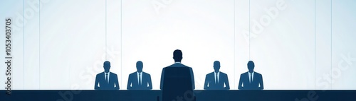 Businessman in Meeting with Team Silhouettes.